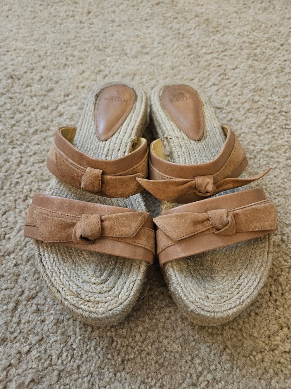 Woven Espadrille Slide Sandals with Knot Detail - Tan